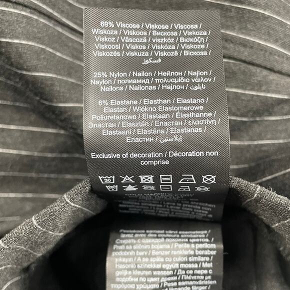 Noisy May Pants Womens XL Gray Pinstripe High Waist Pull On Split Hem Trousers - Picture 9 of 16